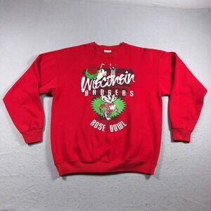 Vintage 1994 Wisconsin Badgers Rose Bowl Sweatshirt Men Large Red Made In USA